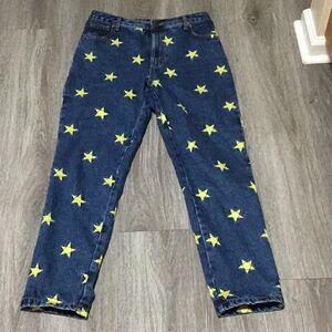 Lucy & Yak Blue and Yellow Flare Star Jeans